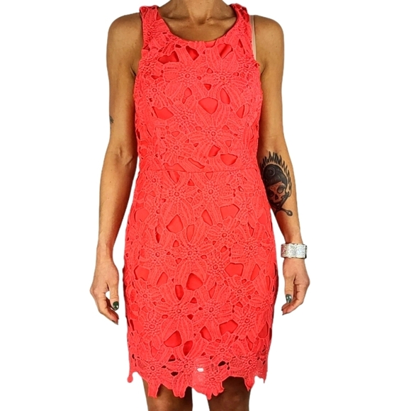 ASTR Crochet Dress Size Large Orange Tank - Picture 1 of 4